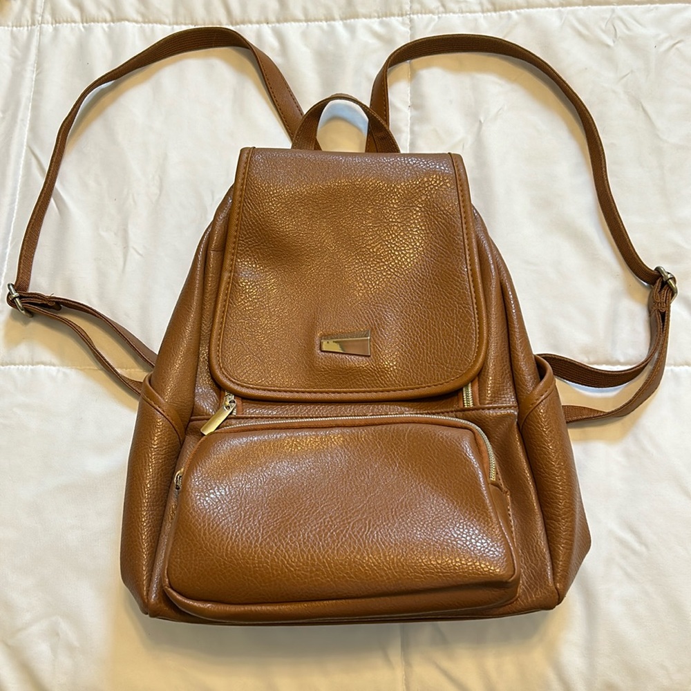 Cognac vegan leather backpack